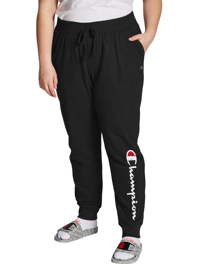 Champion Plus Powerblend Fleece Script Logo Joggingbroek Dames - Zwart - Belgie 7026GXYHI